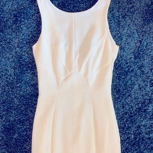 White/cream H&M bodycon dress with gold zipper